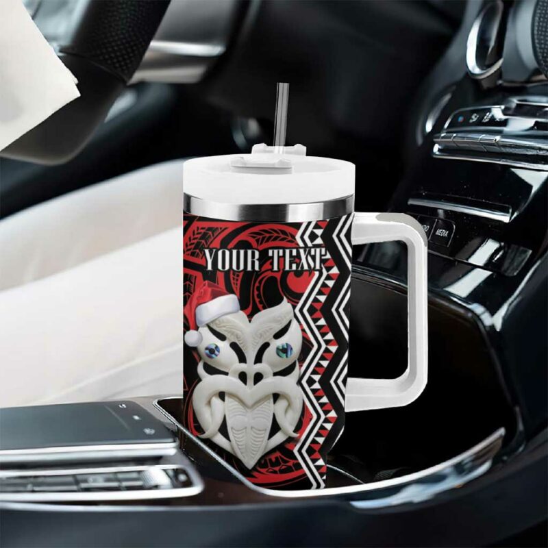 New Zealand Christmas Meri Kirihimete Maori Wheku Taniko Art Custom Stanley Quencher 40oz Stainless Steel Tumbler With Handle - Threewoofs - Image 8