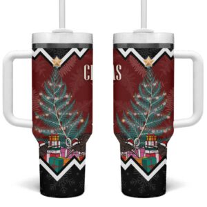 New Zealand Christmas Xmas Fern and Kiwi Birds Custom Stanley Quencher 40oz Stainless Steel Tumbler With Handle - Threewoofs