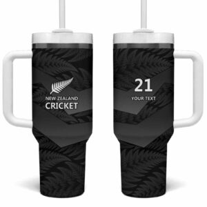 New Zealand Cricket Potae Pango Black Fern Custom Stanley Quencher 40oz Stainless Steel Tumbler With Handle - Threewoofs