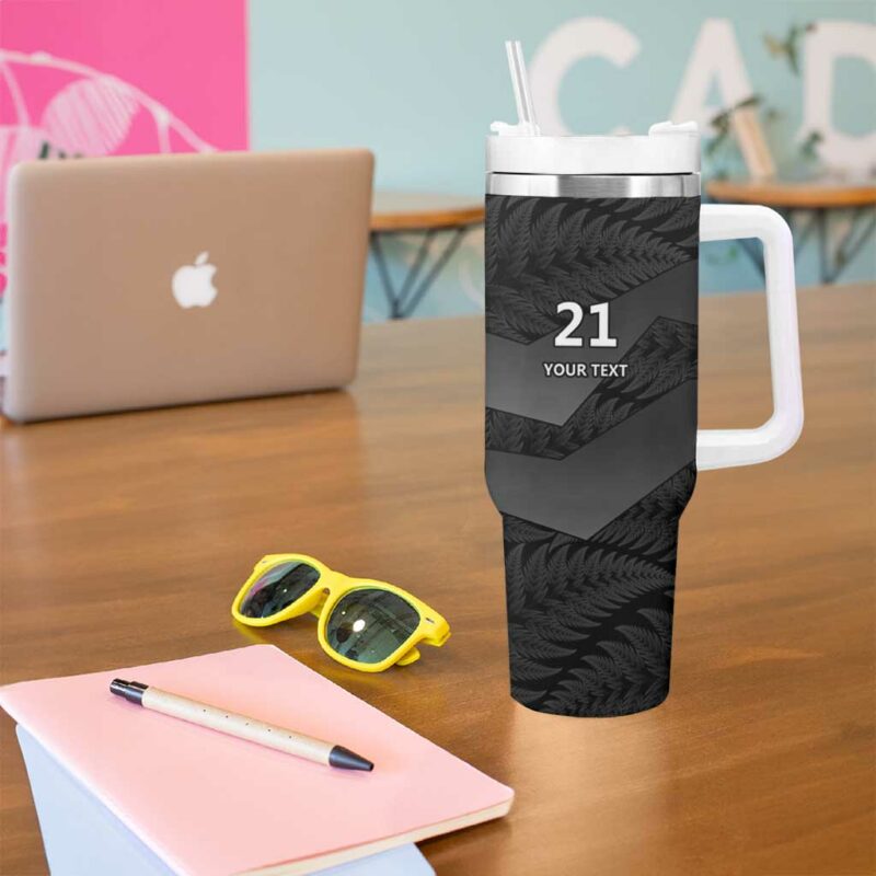 New Zealand Cricket Potae Pango Black Fern Custom Stanley Quencher 40oz Stainless Steel Tumbler With Handle - Threewoofs - Image 5