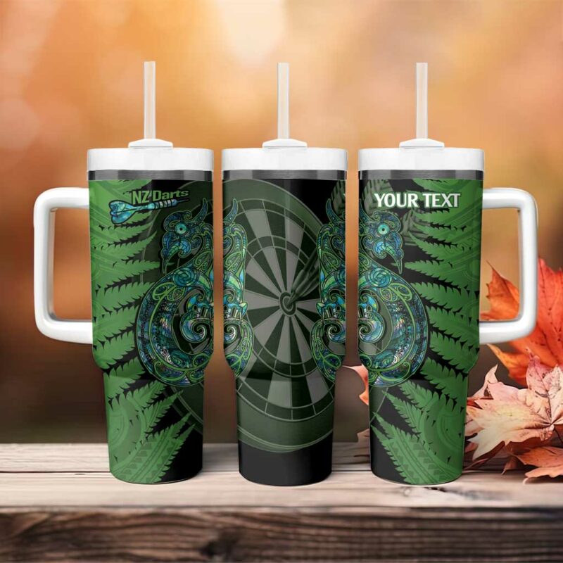 New Zealand Darts Aotearoa Maori Fern Mix Manaia Tattoo Custom Stanley Quencher 40oz Stainless Steel Tumbler With Handle - Threewoofs - Image 4