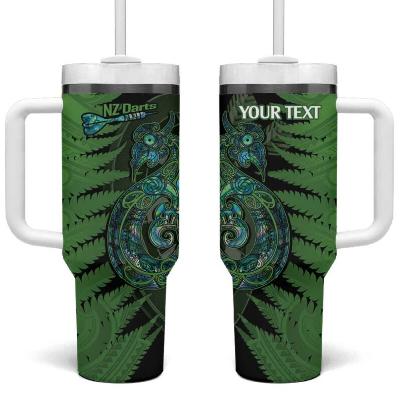 New Zealand Darts Aotearoa Maori Fern Mix Manaia Tattoo Custom Stanley Quencher 40oz Stainless Steel Tumbler With Handle - Threewoofs