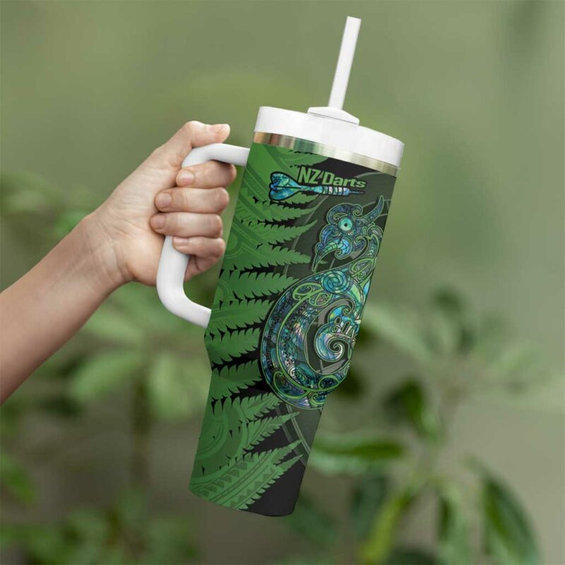 New Zealand Darts Aotearoa Maori Fern Mix Manaia Tattoo Custom Stanley Quencher 40oz Stainless Steel Tumbler With Handle - Threewoofs - Image 3