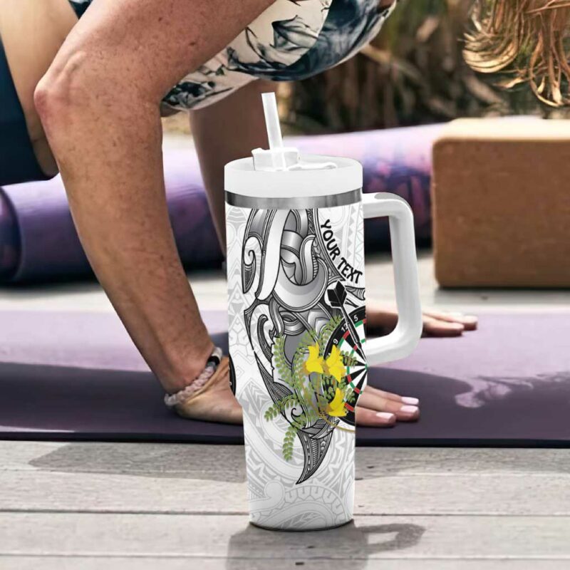 New Zealand Darts Kowhai Floral with Maori Tattoo Custom Stanley Quencher 40oz Stainless Steel Tumbler With Handle - Threewoofs - Image 6