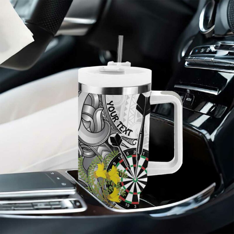 New Zealand Darts Kowhai Floral with Maori Tattoo Custom Stanley Quencher 40oz Stainless Steel Tumbler With Handle - Threewoofs - Image 8