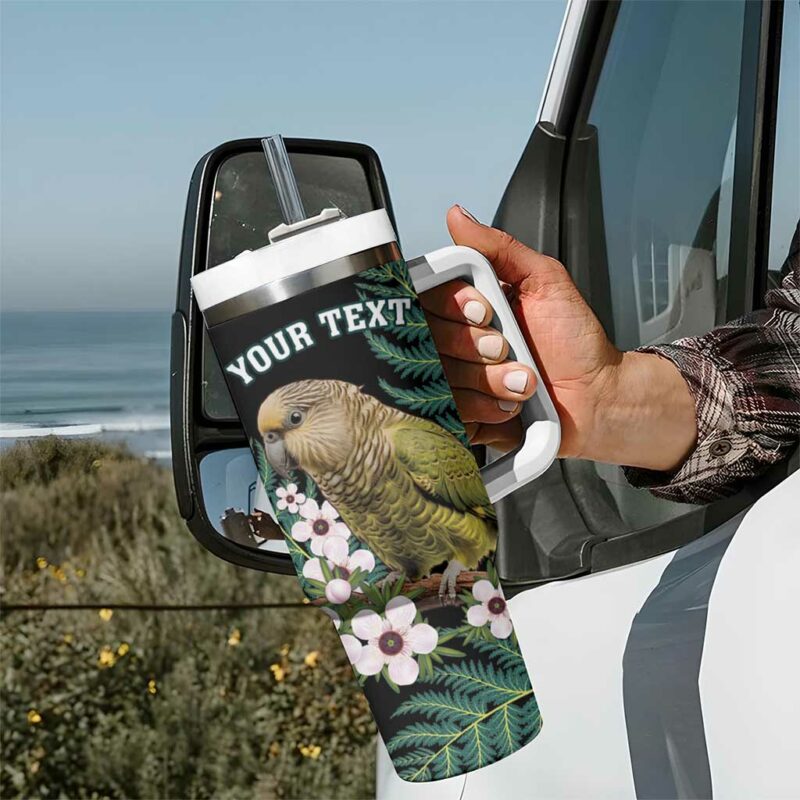 New Zealand Kakapo Aotearoa Fern With Manuka Custom Stanley Quencher 40oz Stainless Steel Tumbler With Handle - Threewoofs - Image 7