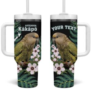 New Zealand Kakapo Aotearoa Fern With Manuka Custom Stanley Quencher 40oz Stainless Steel Tumbler With Handle - Threewoofs