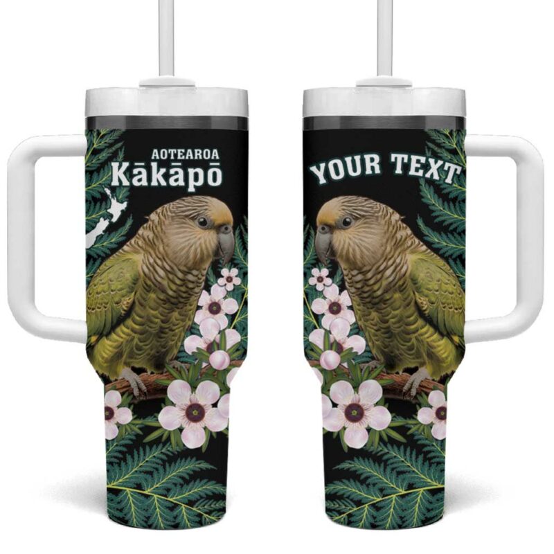 New Zealand Kakapo Aotearoa Fern With Manuka Custom Stanley Quencher 40oz Stainless Steel Tumbler With Handle - Threewoofs