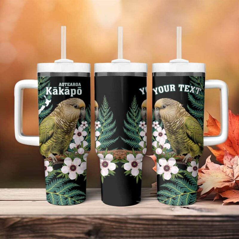 New Zealand Kakapo Aotearoa Fern With Manuka Custom Stanley Quencher 40oz Stainless Steel Tumbler With Handle - Threewoofs - Image 4