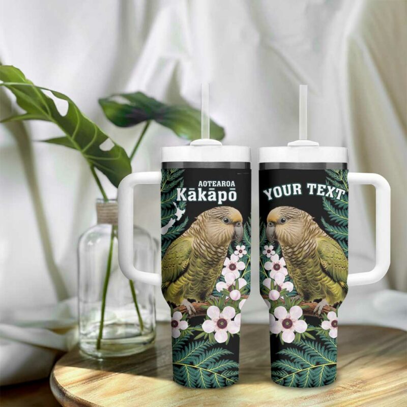 New Zealand Kakapo Aotearoa Fern With Manuka Custom Stanley Quencher 40oz Stainless Steel Tumbler With Handle - Threewoofs - Image 9