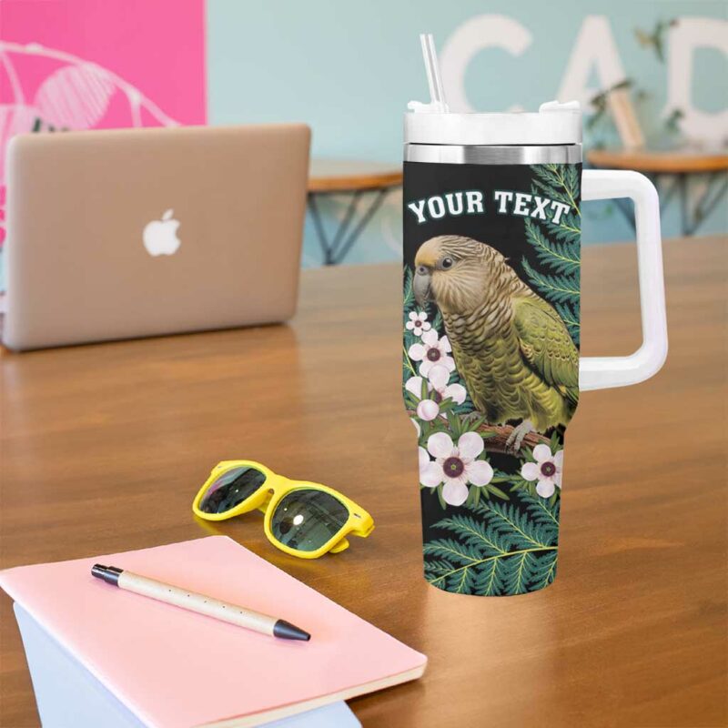 New Zealand Kakapo Aotearoa Fern With Manuka Custom Stanley Quencher 40oz Stainless Steel Tumbler With Handle - Threewoofs - Image 5