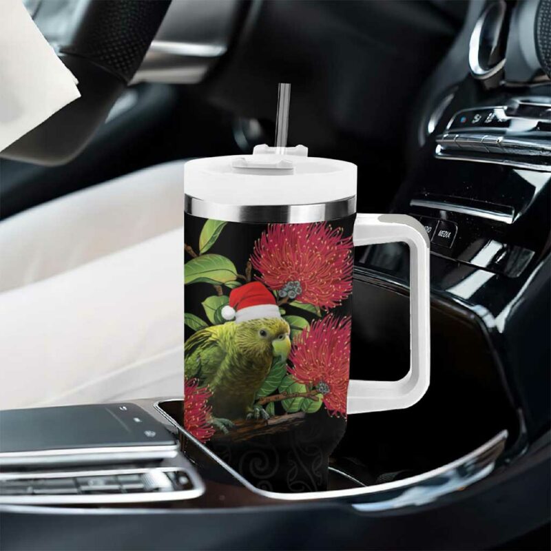 New Zealand Kakapo Christmas Meri Kirihimete Pohutukawa Flowers Custom Stanley Quencher 40oz Stainless Steel Tumbler With Handle - Threewoofs - Image 8