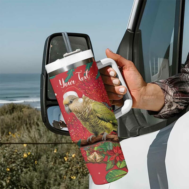 New Zealand Kakapo Christmas Meri Kirihimete Silver Fern Mix Pohutukawa Custom Stanley Quencher 40oz Stainless Steel Tumbler - Threewoofs - Image 7