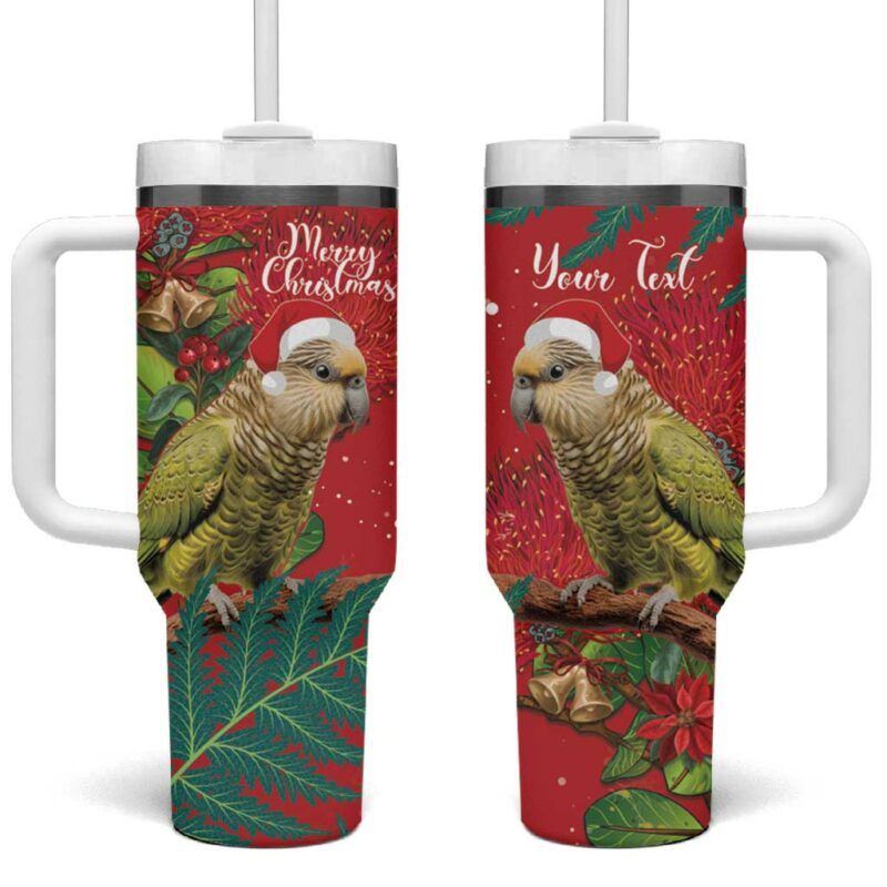New Zealand Kakapo Christmas Meri Kirihimete Silver Fern Mix Pohutukawa Custom Stanley Quencher 40oz Stainless Steel Tumbler - Threewoofs - Image 2