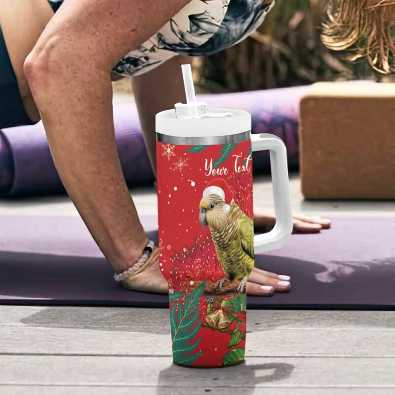New Zealand Kakapo Christmas Meri Kirihimete Silver Fern Mix Pohutukawa Custom Stanley Quencher 40oz Stainless Steel Tumbler - Threewoofs - Image 6