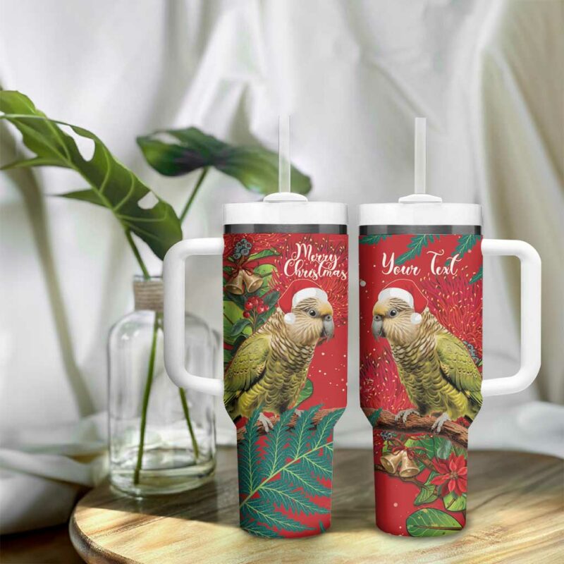 New Zealand Kakapo Christmas Meri Kirihimete Silver Fern Mix Pohutukawa Custom Stanley Quencher 40oz Stainless Steel Tumbler - Threewoofs - Image 9