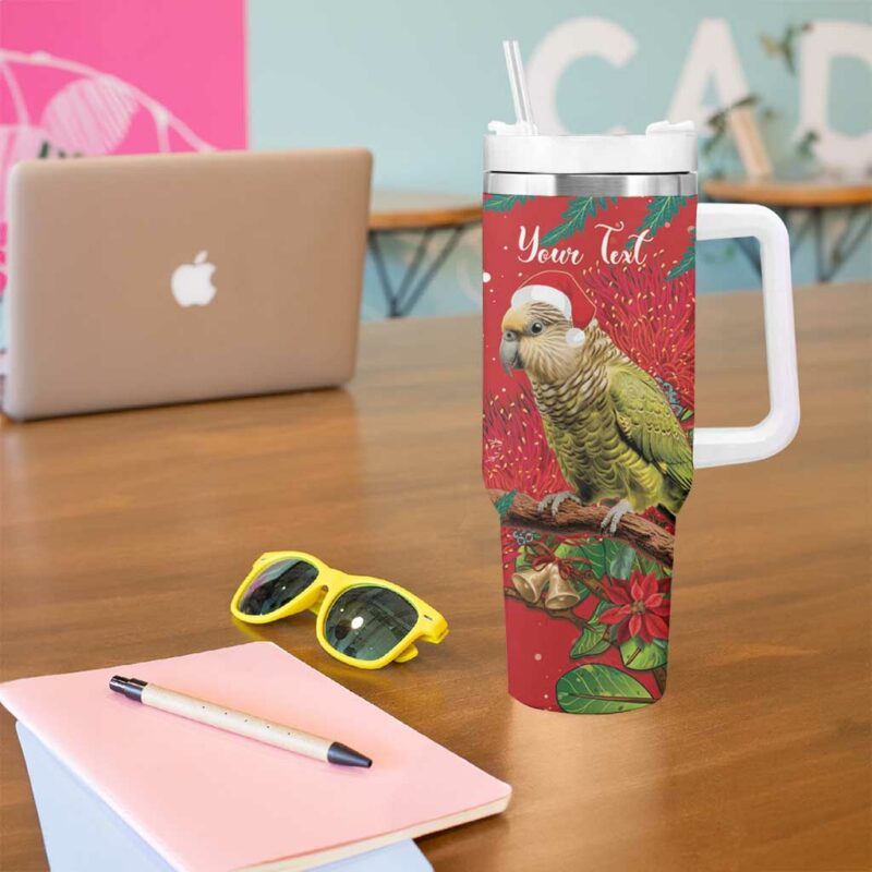 New Zealand Kakapo Christmas Meri Kirihimete Silver Fern Mix Pohutukawa Custom Stanley Quencher 40oz Stainless Steel Tumbler - Threewoofs - Image 5