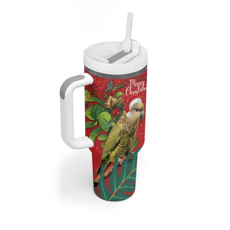 New Zealand Kakapo Christmas Meri Kirihimete Silver Fern Mix Pohutukawa Custom Stanley Quencher 40oz Stainless Steel Tumbler - Threewoofs - Image 3