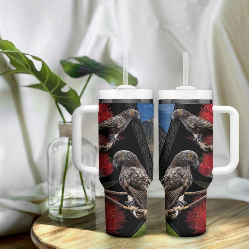 New Zealand Kea And Pohutukawa With The Mountain Landscape Custom Stanley Quencher 40oz Stainless Steel Tumbler With Handle - Threewoofs - Image 9