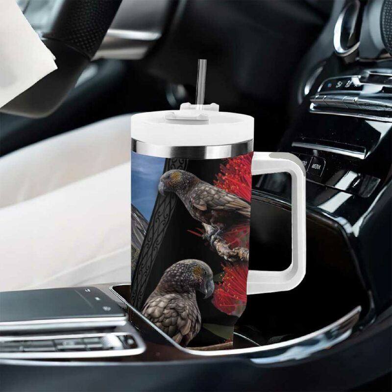 New Zealand Kea And Pohutukawa With The Mountain Landscape Custom Stanley Quencher 40oz Stainless Steel Tumbler With Handle - Threewoofs - Image 8