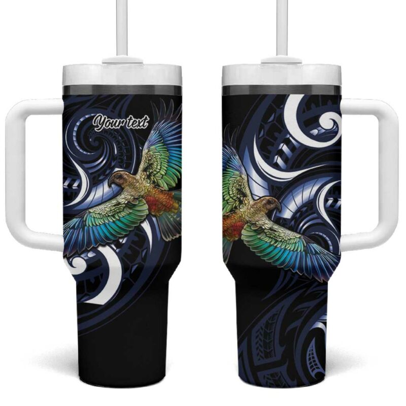 New Zealand Kea Bird Maori Tribal Koru Art Custom Stanley Quencher 40oz Stainless Steel Tumbler With Handle - Threewoofs