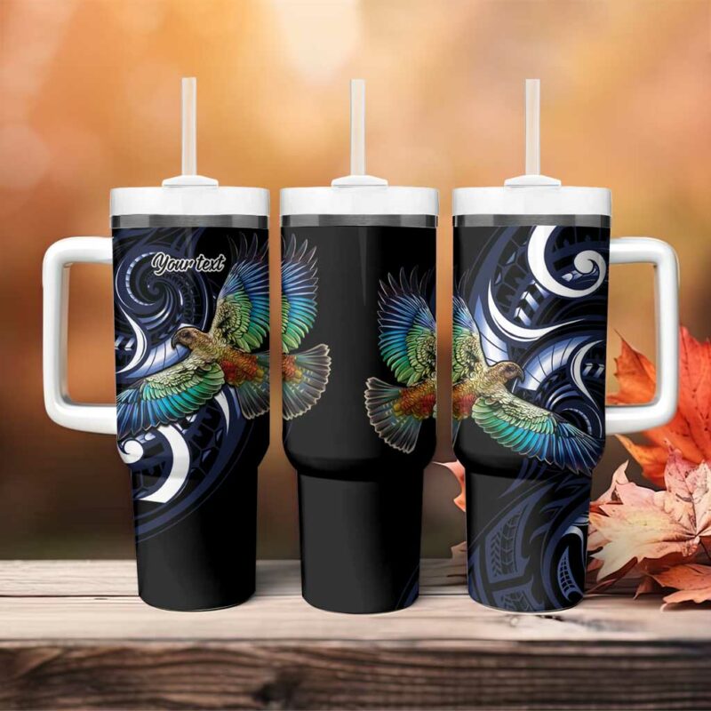New Zealand Kea Bird Maori Tribal Koru Art Custom Stanley Quencher 40oz Stainless Steel Tumbler With Handle - Threewoofs - Image 4