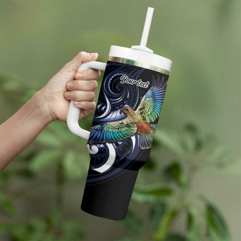 New Zealand Kea Bird Maori Tribal Koru Art Custom Stanley Quencher 40oz Stainless Steel Tumbler With Handle - Threewoofs - Image 3