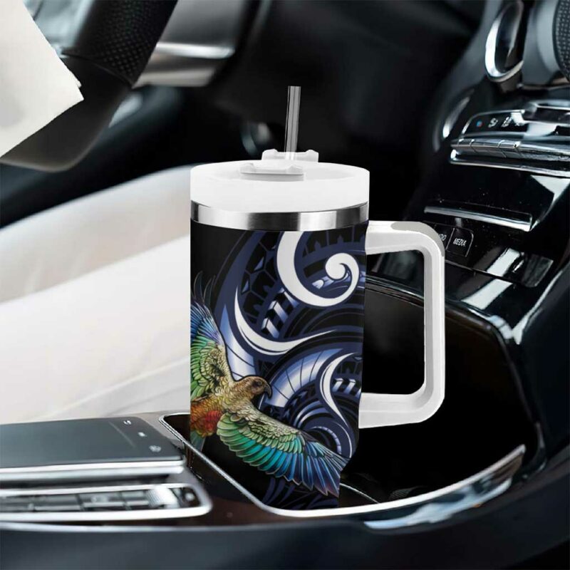 New Zealand Kea Bird Maori Tribal Koru Art Custom Stanley Quencher 40oz Stainless Steel Tumbler With Handle - Threewoofs - Image 8