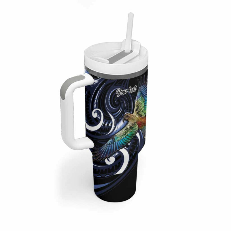 New Zealand Kea Bird Maori Tribal Koru Art Custom Stanley Quencher 40oz Stainless Steel Tumbler With Handle - Threewoofs - Image 2