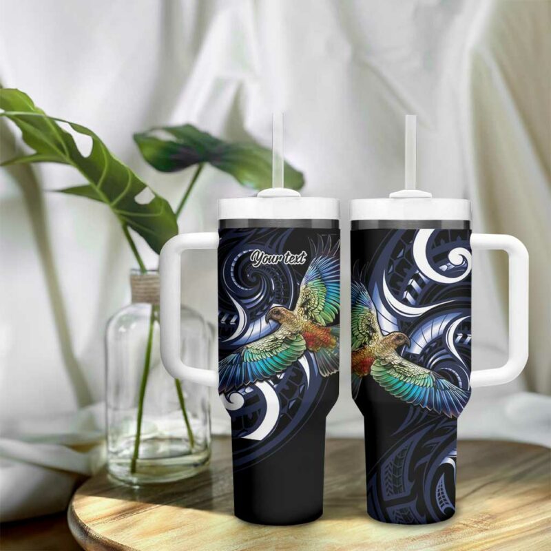 New Zealand Kea Bird Maori Tribal Koru Art Custom Stanley Quencher 40oz Stainless Steel Tumbler With Handle - Threewoofs - Image 9