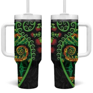 New Zealand Koru Plants and Pohutukawa Custom Stanley Quencher 40oz Stainless Steel Tumbler With Handle - Threewoofs