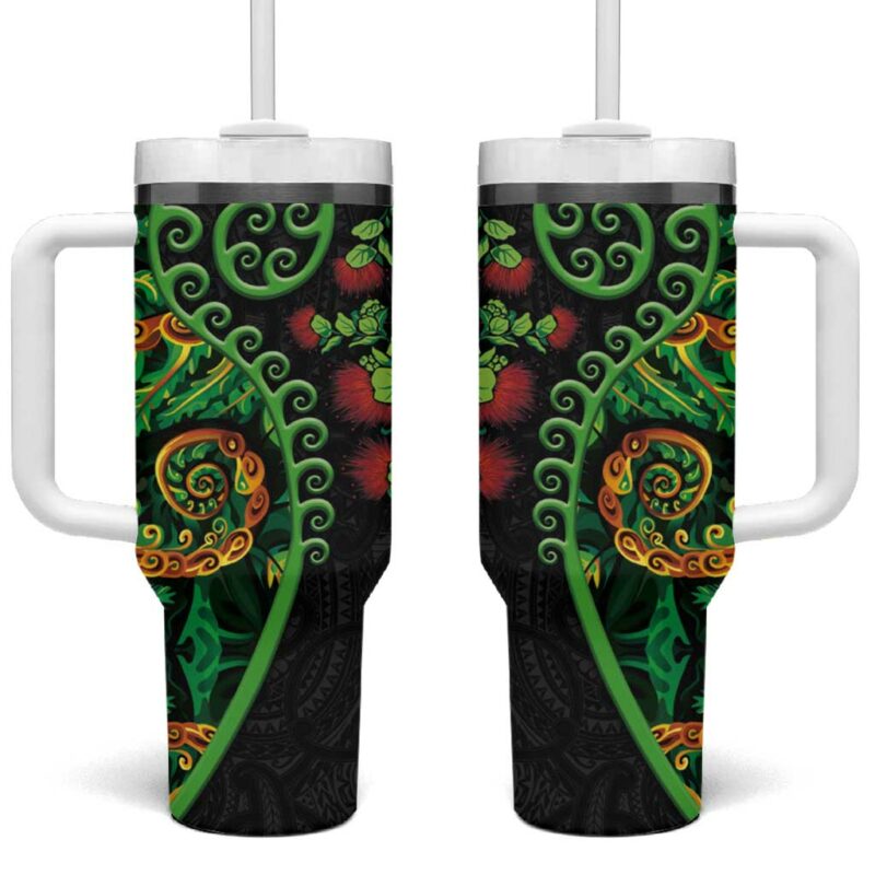 New Zealand Koru Plants and Pohutukawa Custom Stanley Quencher 40oz Stainless Steel Tumbler With Handle - Threewoofs