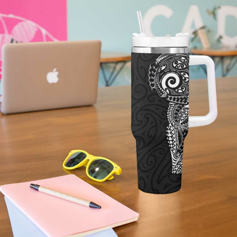 New Zealand Maori Koru Art Traditional Tattoo Custom Stanley Quencher 40oz Stainless Steel Tumbler With Handle - Threewoofs - Image 5