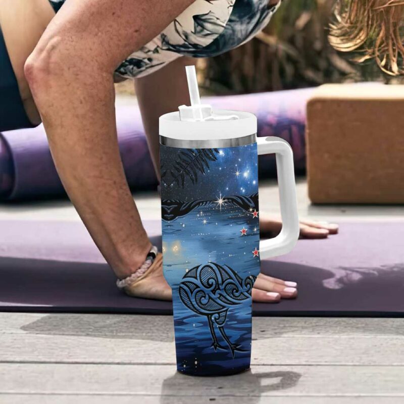 New Zealand Maori Matariki Kiwi Silver Fern Custom Stanley Quencher 40oz Stainless Steel Tumbler With Handle - Threewoofs - Image 6