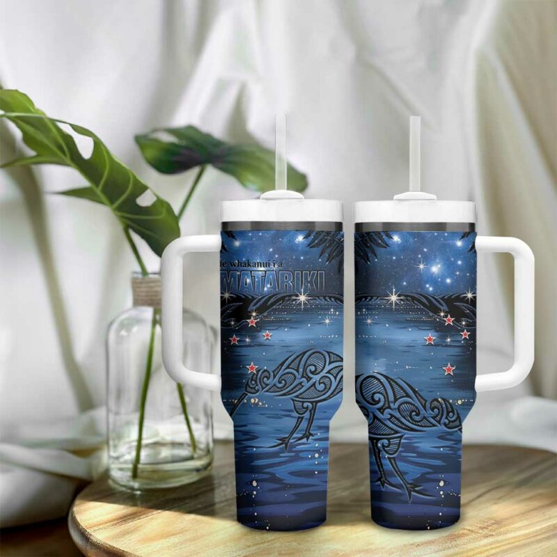 New Zealand Maori Matariki Kiwi Silver Fern Custom Stanley Quencher 40oz Stainless Steel Tumbler With Handle - Threewoofs - Image 9