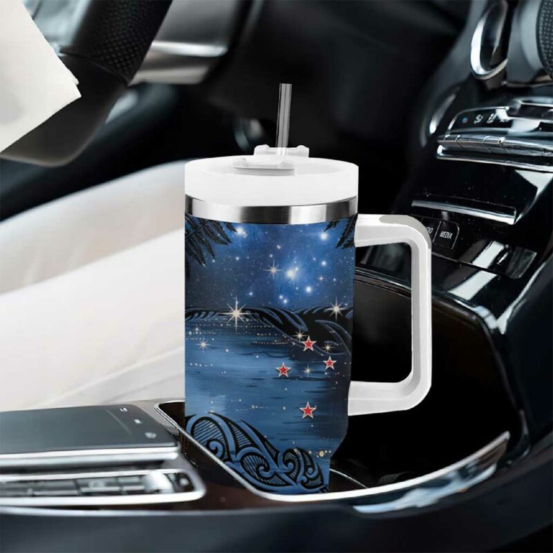 New Zealand Maori Matariki Kiwi Silver Fern Custom Stanley Quencher 40oz Stainless Steel Tumbler With Handle - Threewoofs - Image 8
