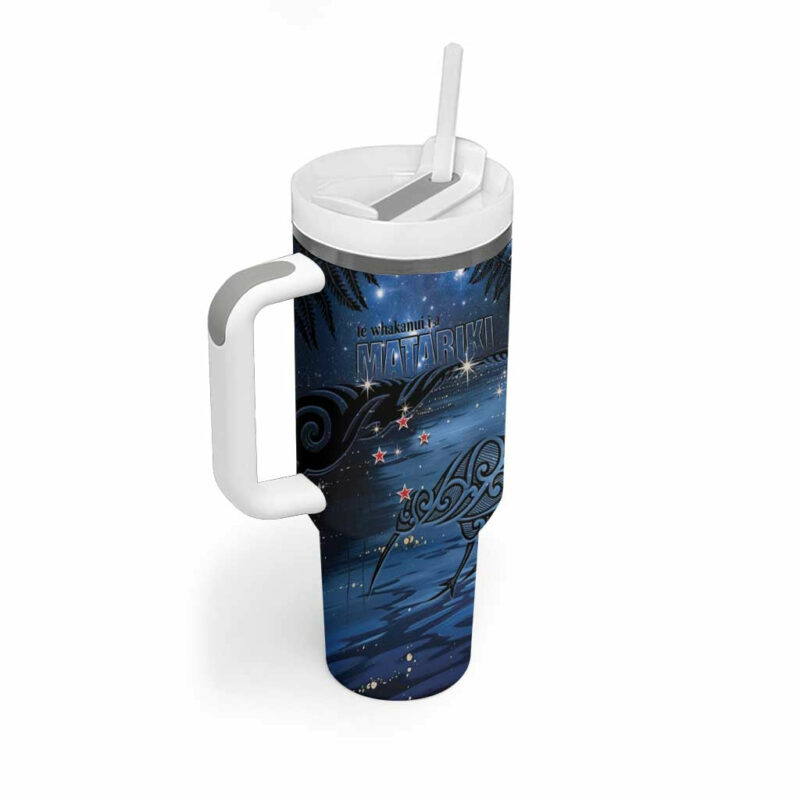 New Zealand Maori Matariki Kiwi Silver Fern Custom Stanley Quencher 40oz Stainless Steel Tumbler With Handle - Threewoofs - Image 2
