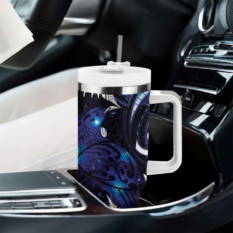 New Zealand Maori Matariki Tui Bird Galaxy Custom Stanley Quencher 40oz Stainless Steel Tumbler With Handle - Threewoofs - Image 8