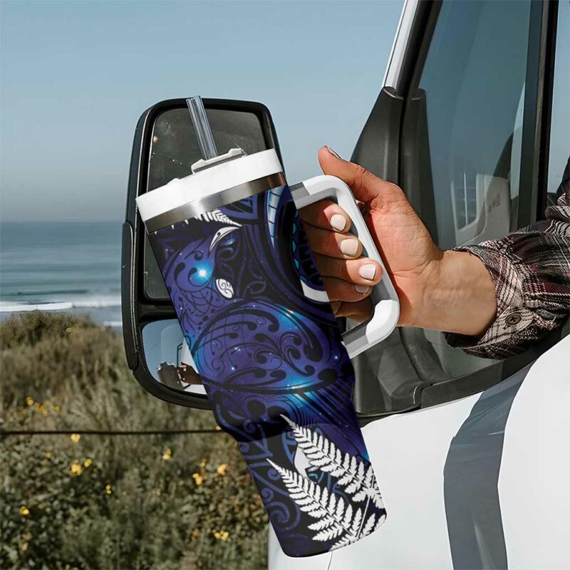 New Zealand Maori Matariki Tui Bird Galaxy Custom Stanley Quencher 40oz Stainless Steel Tumbler With Handle - Threewoofs - Image 7