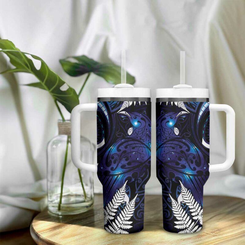New Zealand Maori Matariki Tui Bird Galaxy Custom Stanley Quencher 40oz Stainless Steel Tumbler With Handle - Threewoofs - Image 9