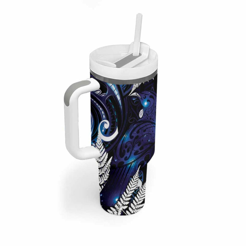 New Zealand Maori Matariki Tui Bird Galaxy Custom Stanley Quencher 40oz Stainless Steel Tumbler With Handle - Threewoofs - Image 2