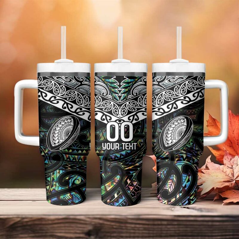 New Zealand Maori Rugby Tattoo Papua Shell Custom Stanley Quencher 40oz Stainless Steel Tumbler With Handle - Threewoofs - Image 4