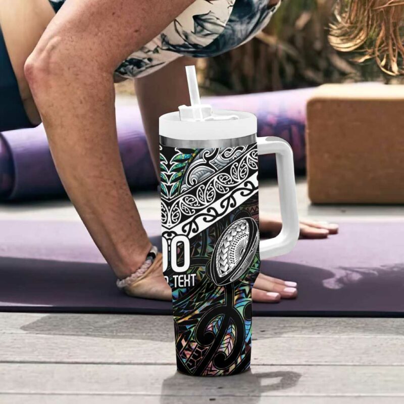New Zealand Maori Rugby Tattoo Papua Shell Custom Stanley Quencher 40oz Stainless Steel Tumbler With Handle - Threewoofs - Image 6
