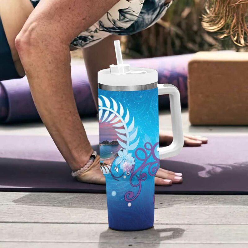New Zealand Matapouri Beach Landscape Custom Stanley Quencher 40oz Stainless Steel Tumbler With Handle - Threewoofs - Image 6