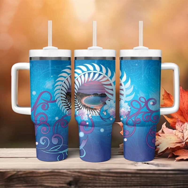 New Zealand Matapouri Beach Landscape Custom Stanley Quencher 40oz Stainless Steel Tumbler With Handle - Threewoofs - Image 4