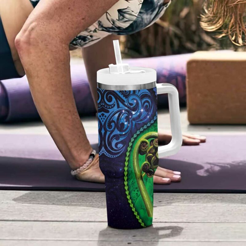 New Zealand Matariki Fern Frond Koru Custom Stanley Quencher 40oz Stainless Steel Tumbler With Handle - Threewoofs - Image 6