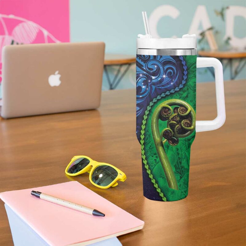 New Zealand Matariki Fern Frond Koru Custom Stanley Quencher 40oz Stainless Steel Tumbler With Handle - Threewoofs - Image 5