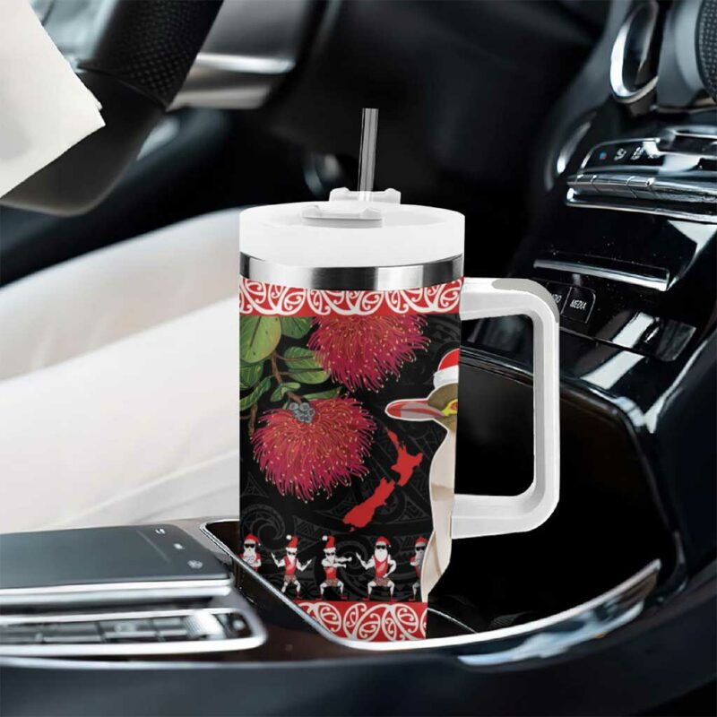 New Zealand Merry Christmas Hoiho Xmas Haka Dance and Pohutukawa Custom Stanley Quencher 40oz Stainless Steel Tumbler With Handle - Threewoofs - Image 8