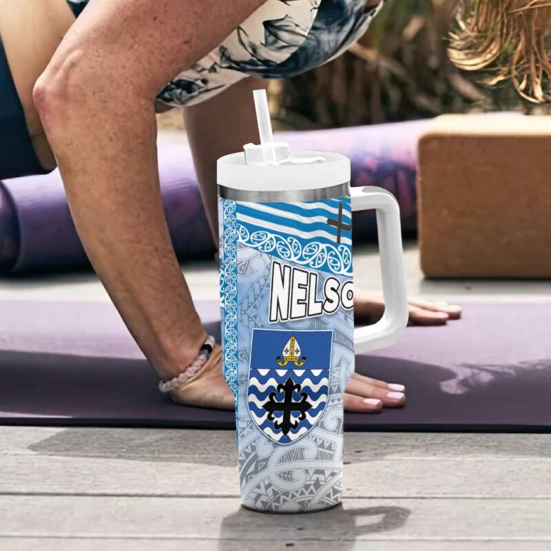 New Zealand Nelson Nelson‚Äôs Flag and Seal Maori Art Tattoo Custom Stanley Quencher 40oz Stainless Steel Tumbler With Handle - Threewoofs - Image 6