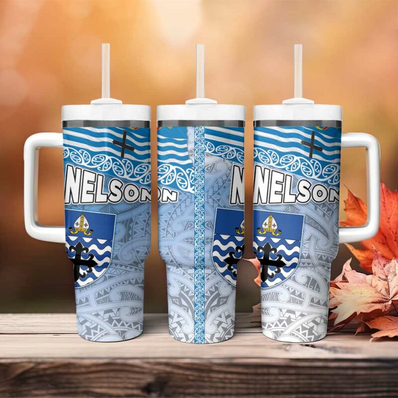 New Zealand Nelson Nelson‚Äôs Flag and Seal Maori Art Tattoo Custom Stanley Quencher 40oz Stainless Steel Tumbler With Handle - Threewoofs - Image 4